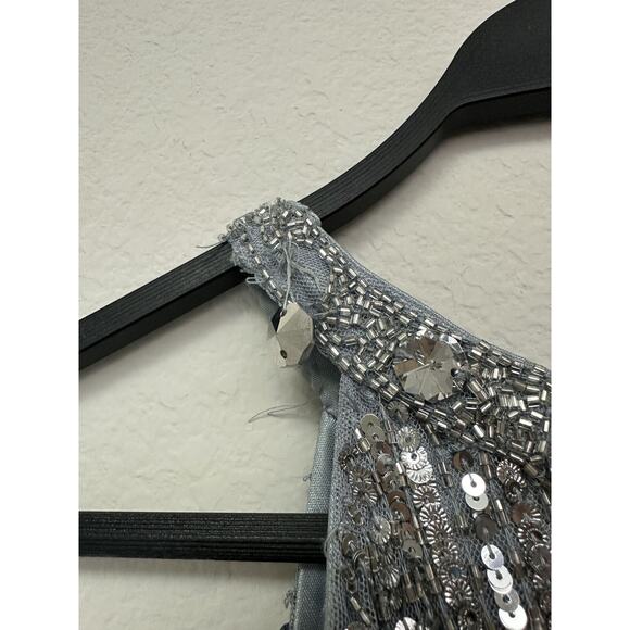 Mac Duggal Platinum Sleeveless Sequin Floor-Length Dress Size 12 Style 4963 - Picture 9 of 12